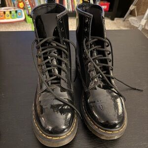 Dr. Martens 1460 8 Eye Women's Boot - Black Patent Leather Lace-Up Boots